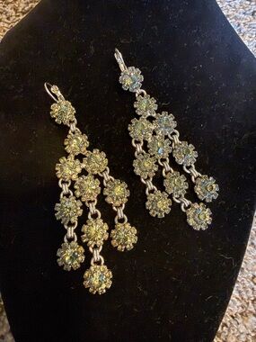 Statement Yellow Crystal Chandelier Earrings -1